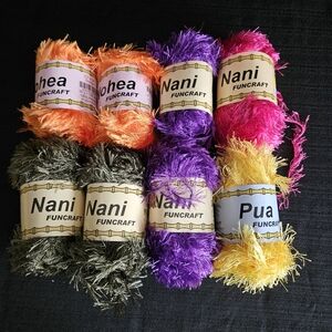 Funcraft Yarn Nohea/Nani/Pua Lot Of 8 Lei/Scarf Eyelash Yarn